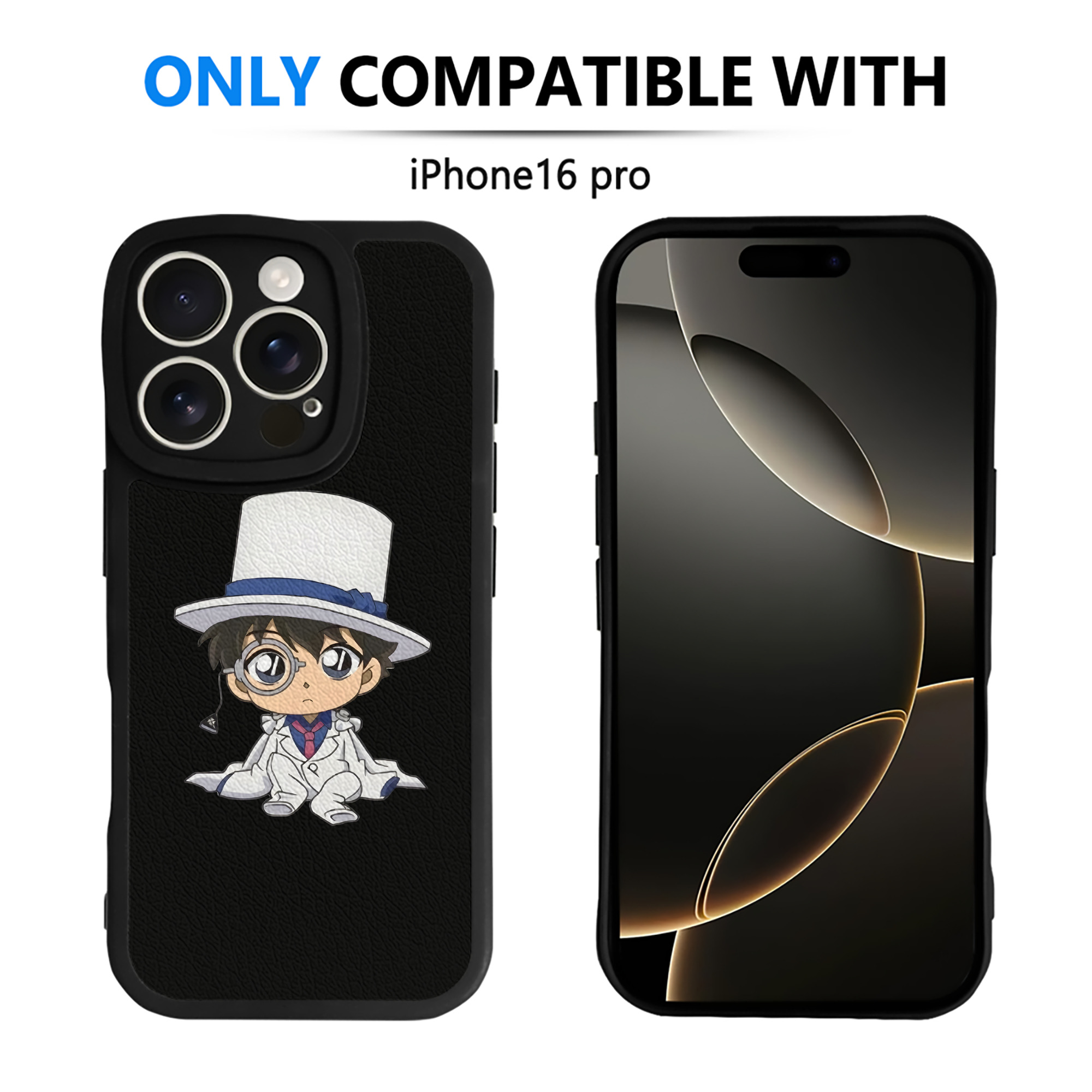 （画像用） 名探偵コナン くろば かいと Detective Conan Kuroba Kaito 【iPhone 16シリーズ対応】シリコンスマホケース（レザー調） 材質：シリコン